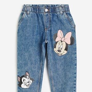 H&M Disney Kids Blue Jeans with Minnie Mouse and Figaro